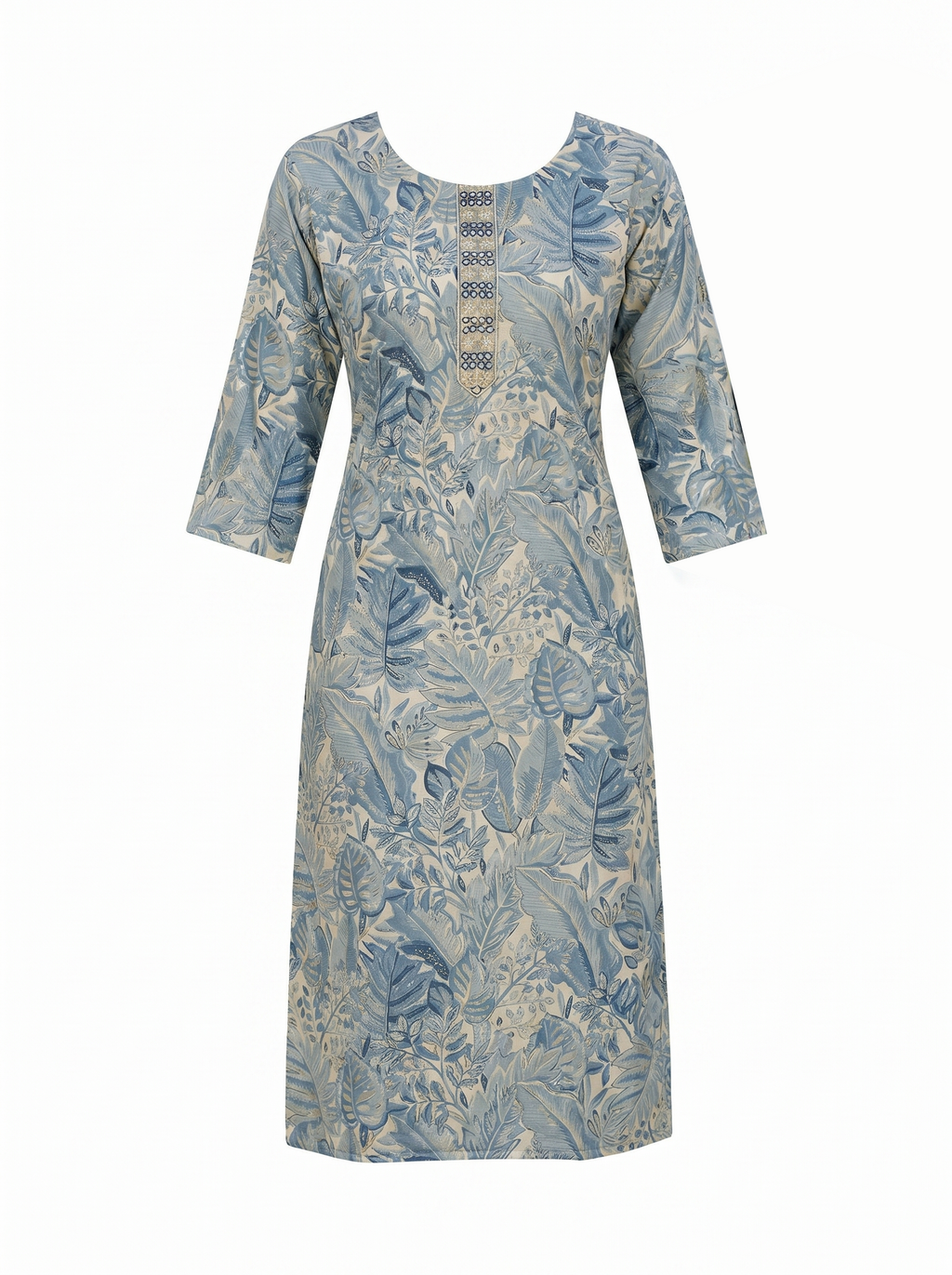 Light Blue Rayon Printed Kurti