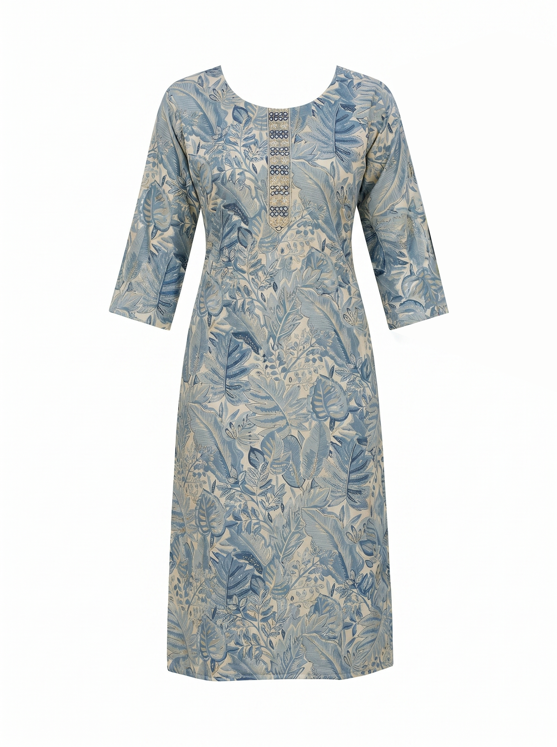 Light Blue Rayon Printed Kurti