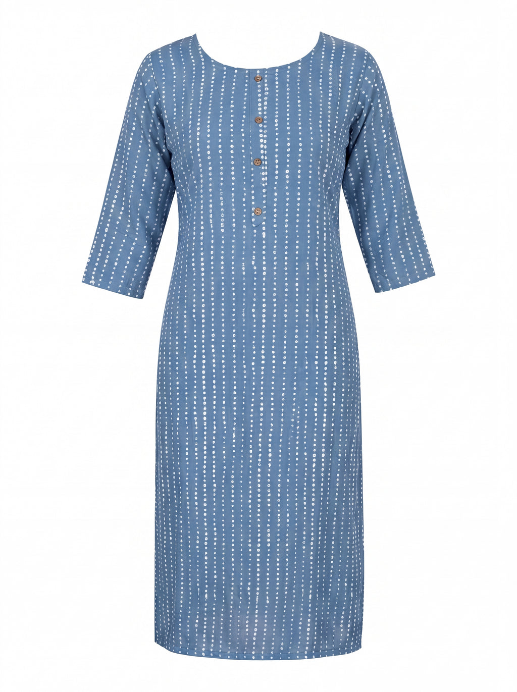 Blue Rayon Printed Straight-Cut Kurti
