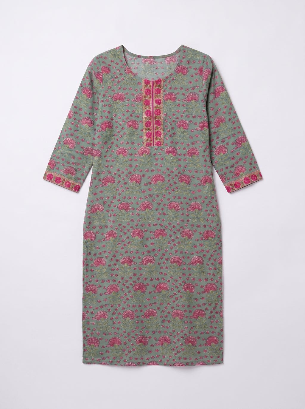 Green Cotton Printed Kurti