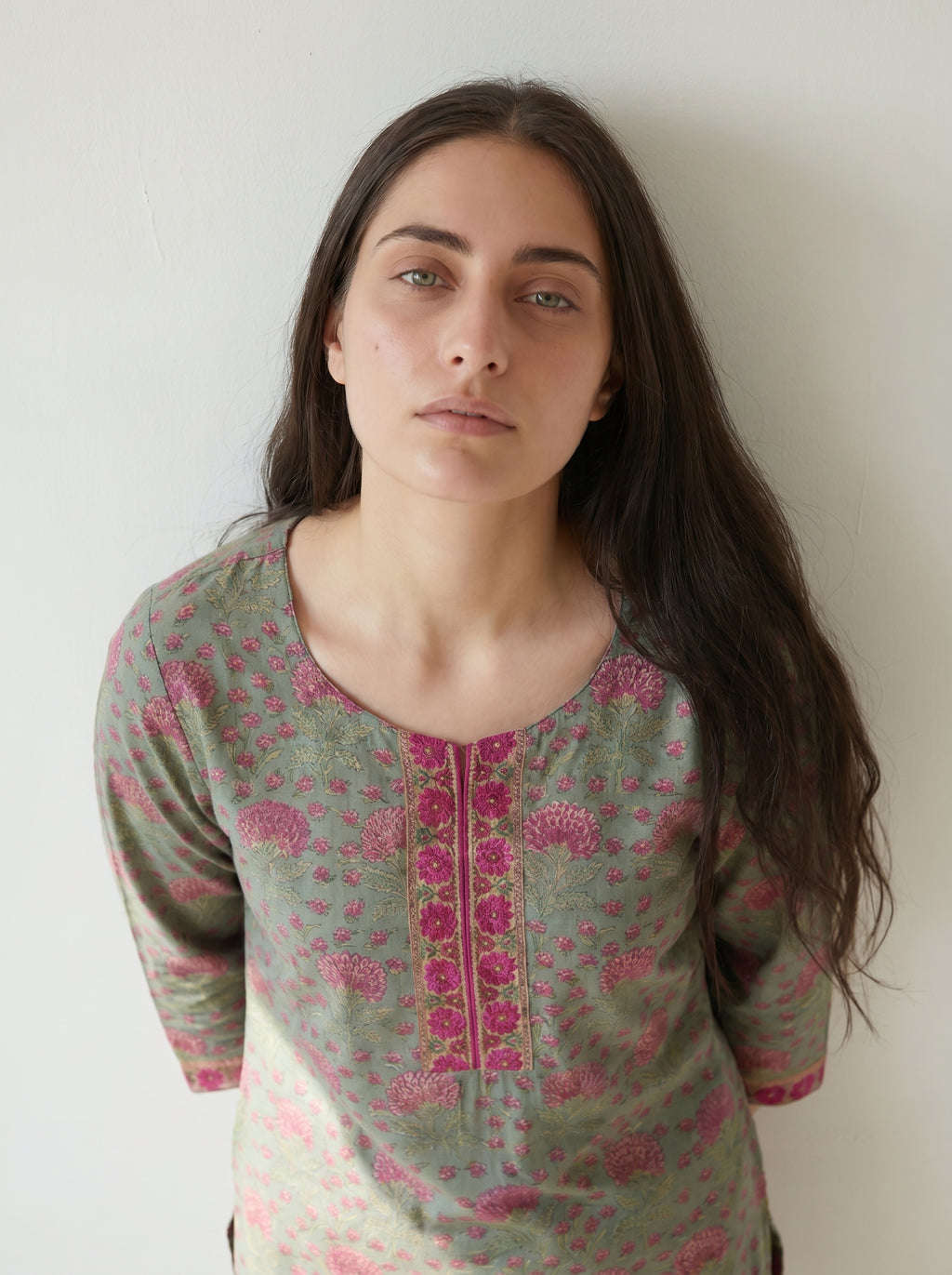 Green Cotton Printed Kurti