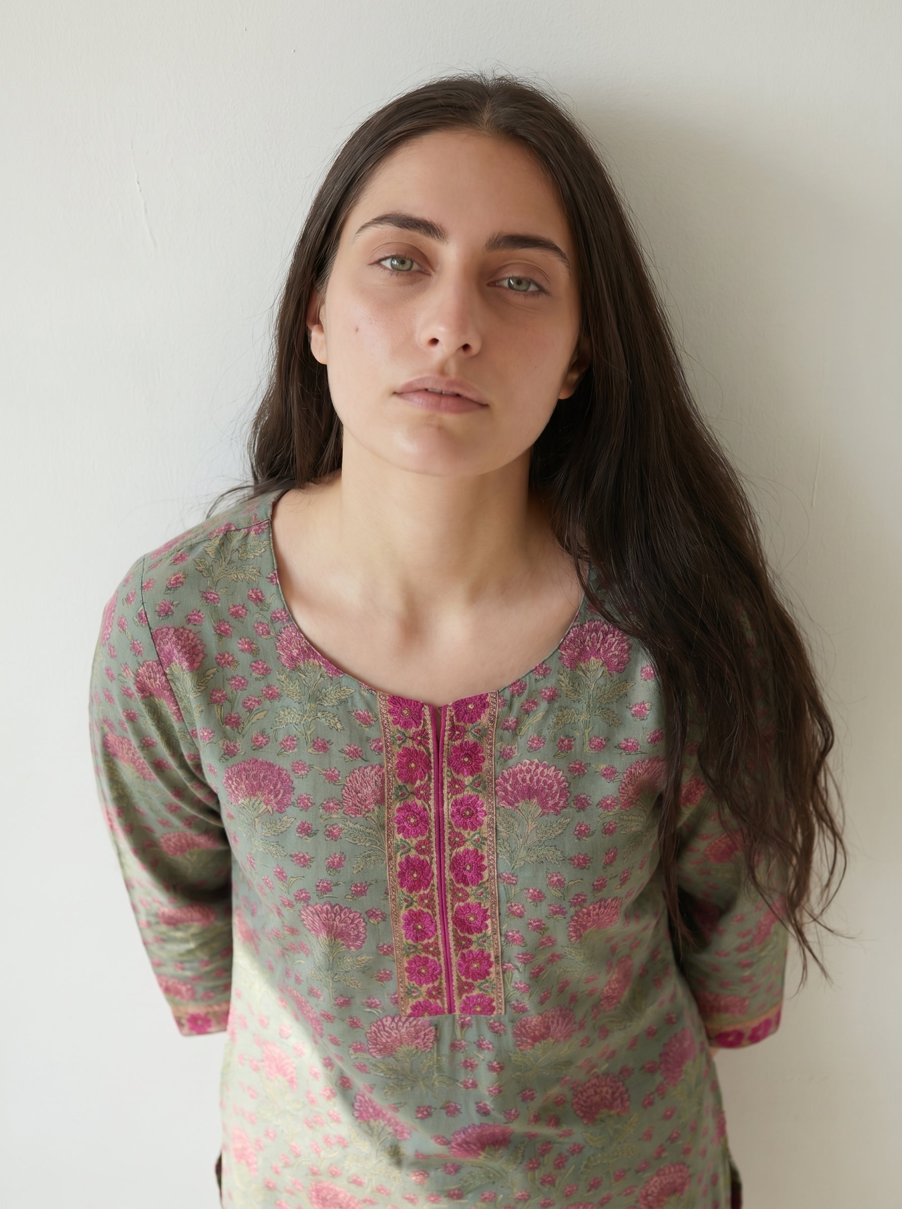 Green Cotton Printed Kurti