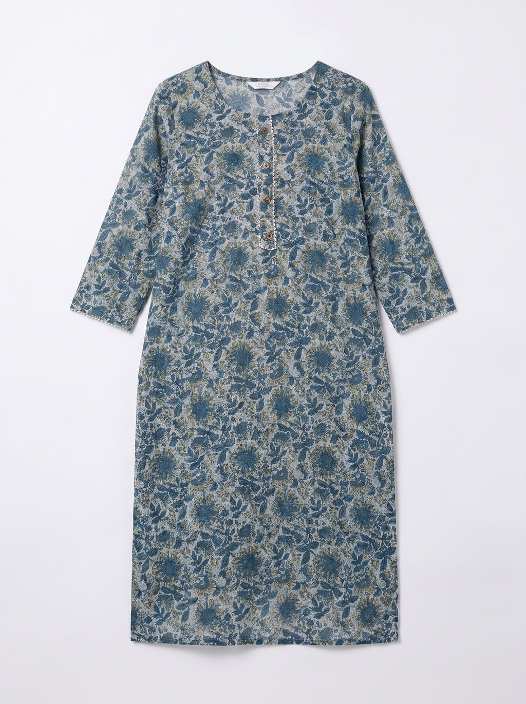 Slate Blue Cotton Printed Kurti