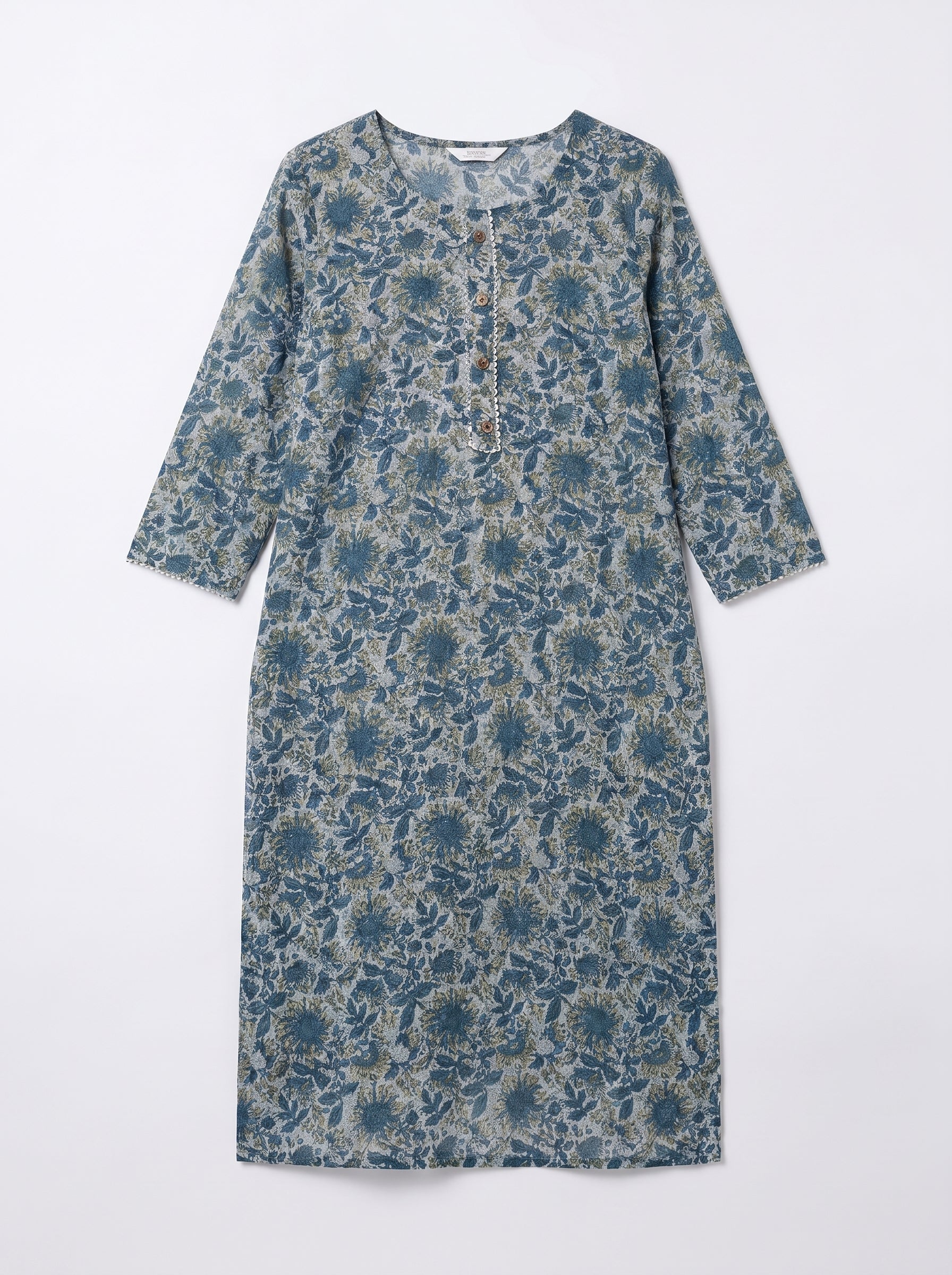 Slate Blue Cotton Printed Kurti