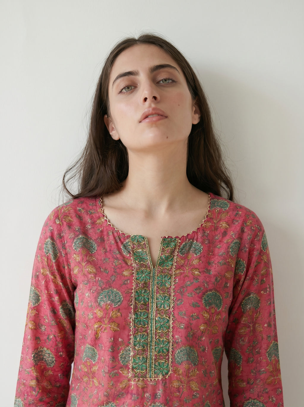Dark Pink Cotton Printed Kurti