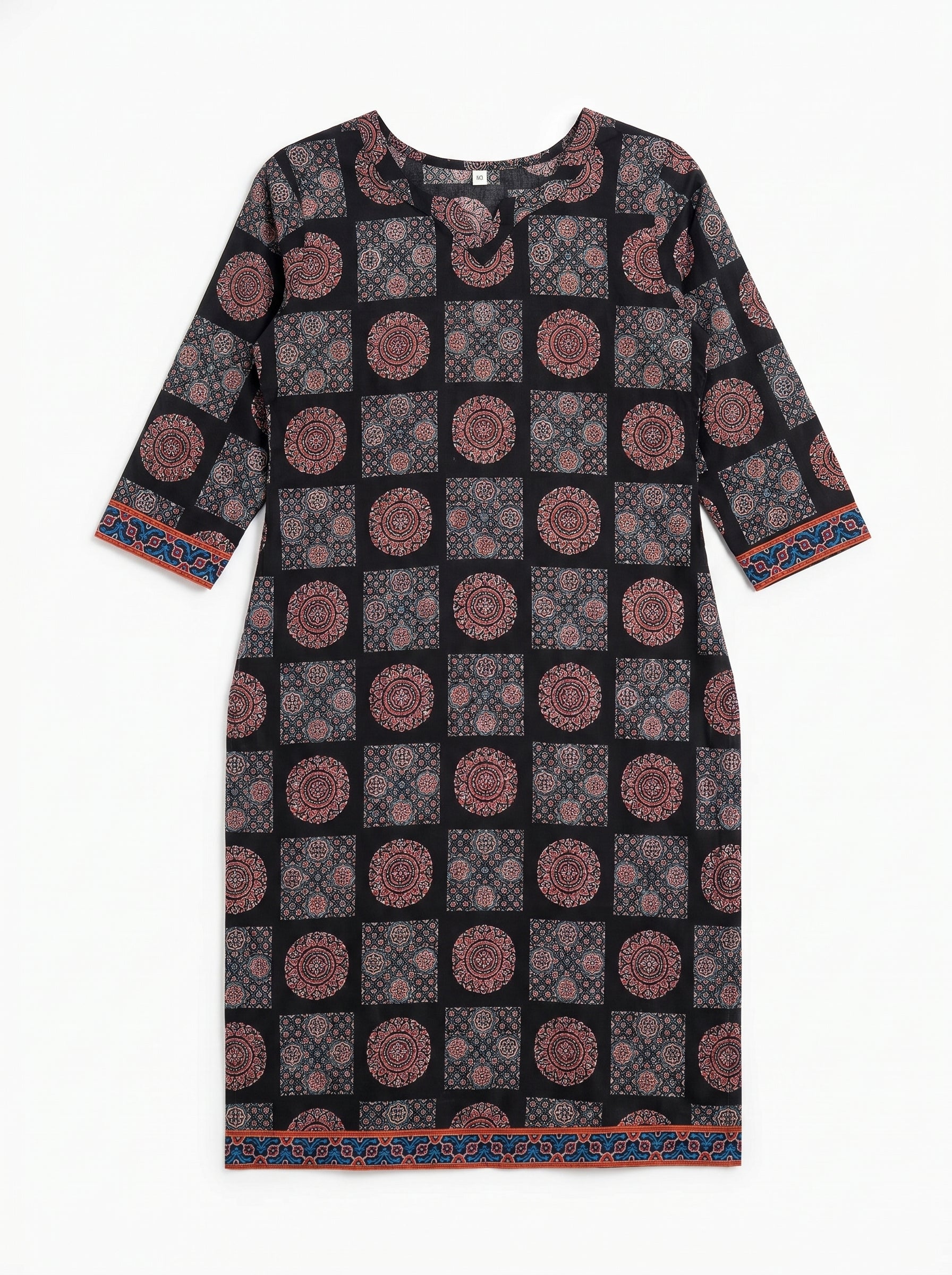 Black Cotton Printed Kurti
