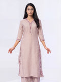Light Taupe Viscose Embroidery Kurt Co-Ord Set