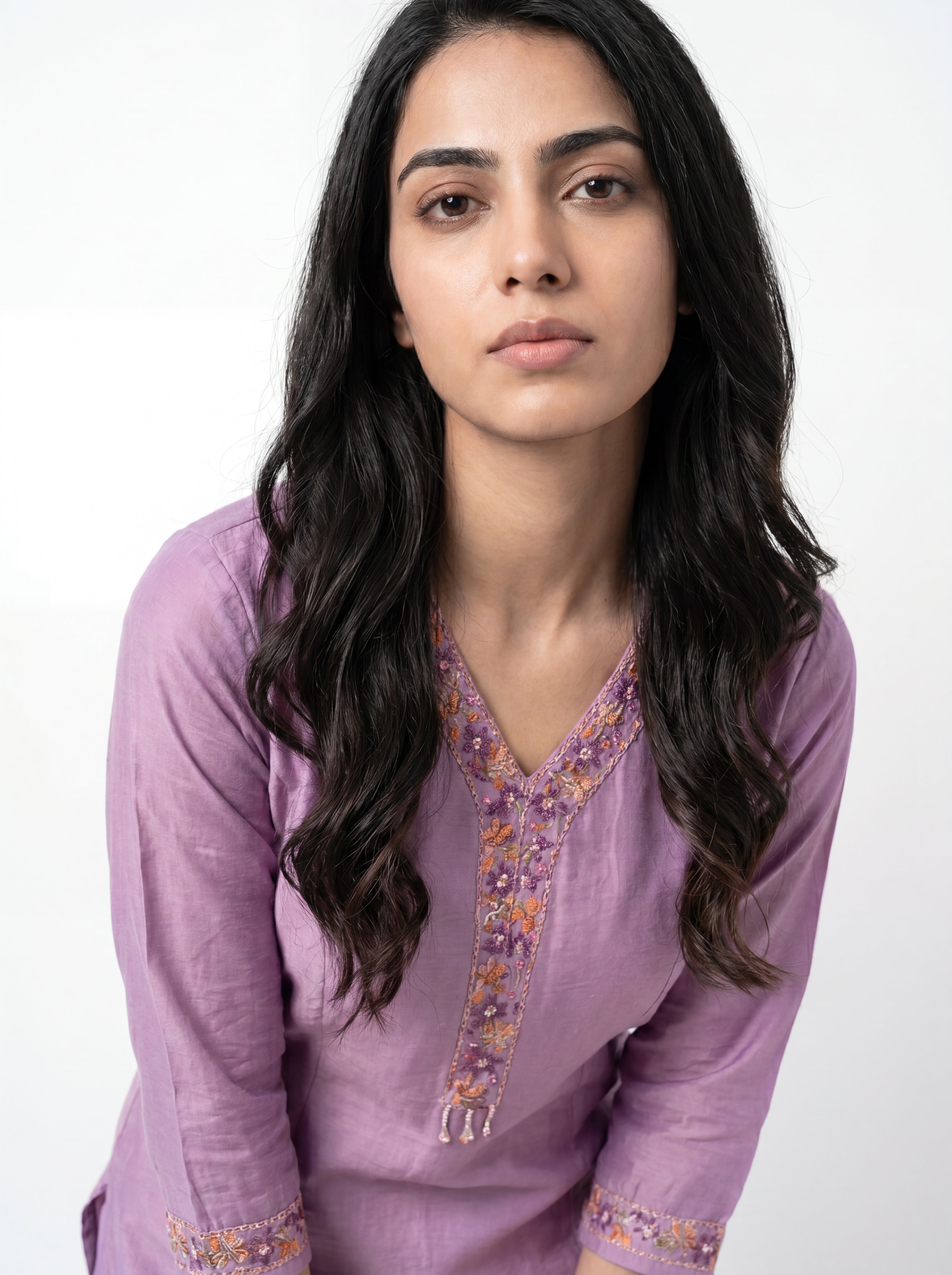 Vibrant Lavender Viscose Embroidery Kurti Co-Ord Set