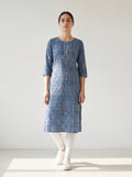 Blue Cotton Printed Kurti