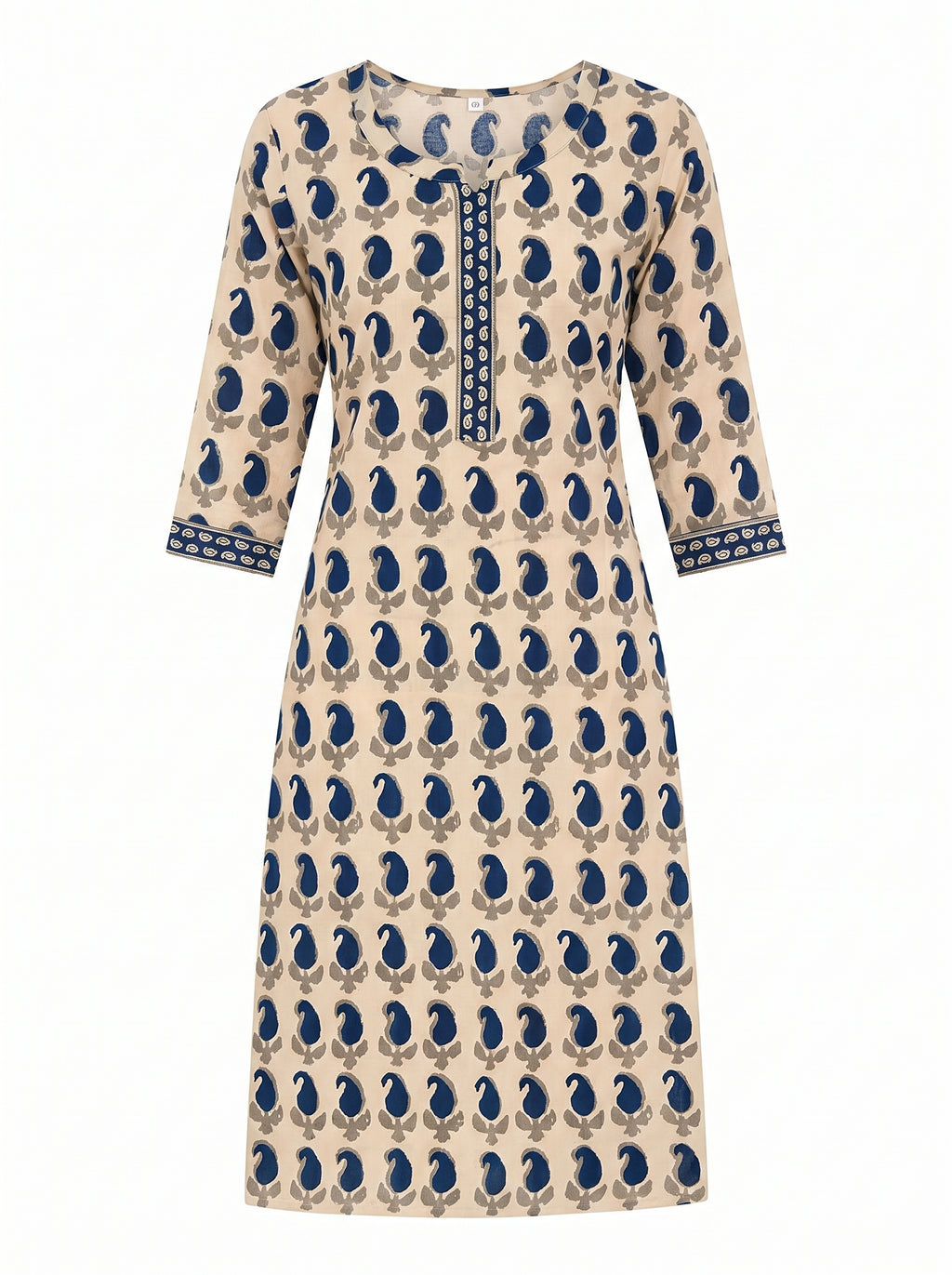Cream Cotton Printed Kurti