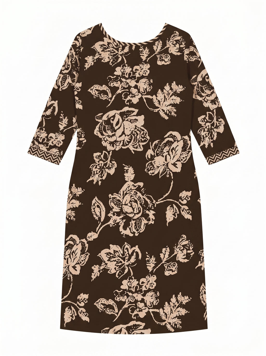 Dark Brown Cotton Floral Printed Kurti