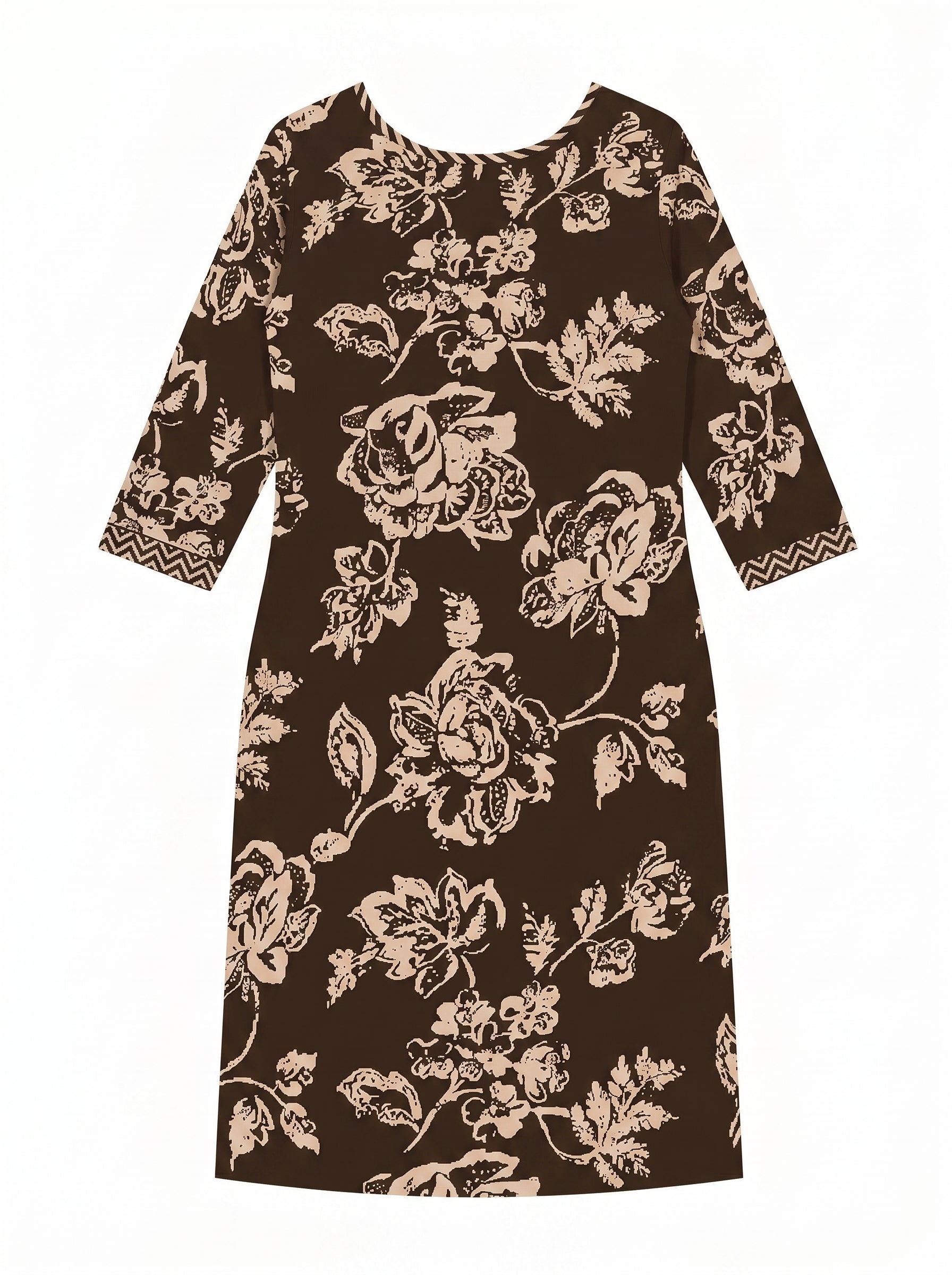 Dark Brown Cotton Floral Printed Kurti