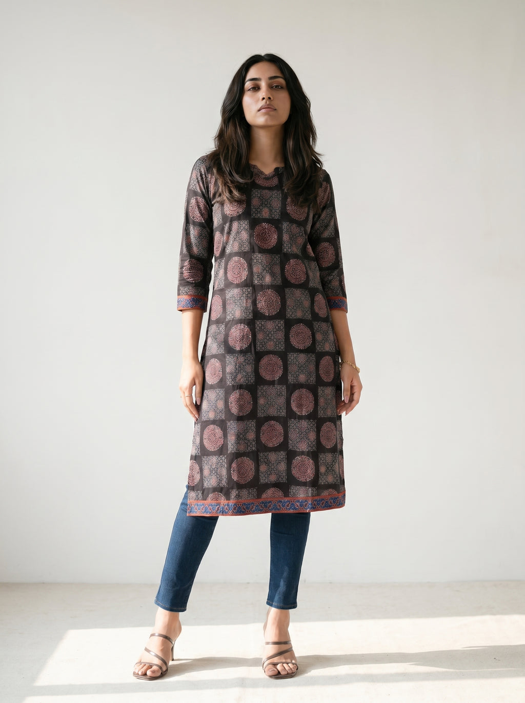 Black Cotton Printed Kurti