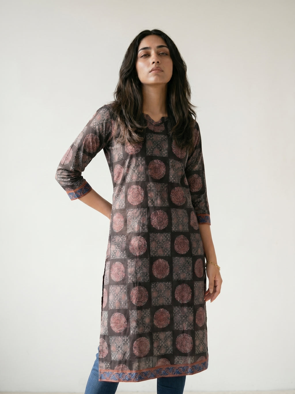Black Cotton Printed Kurti
