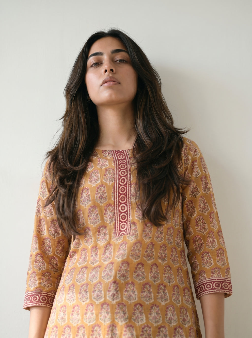 Rust Cotton Printed Kurti