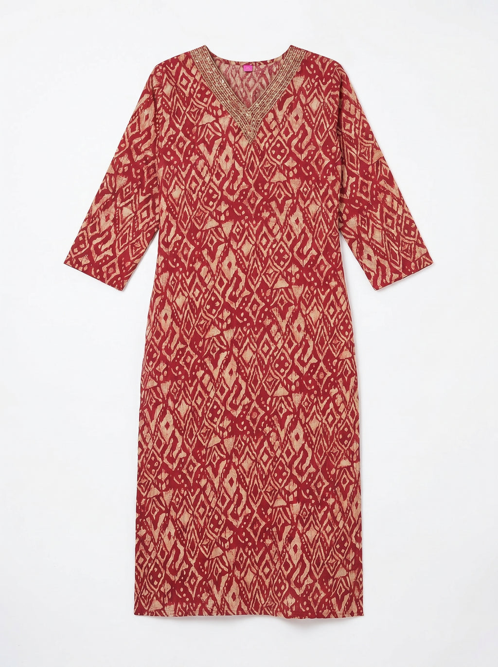 Maroon Rayon Printed Kurti