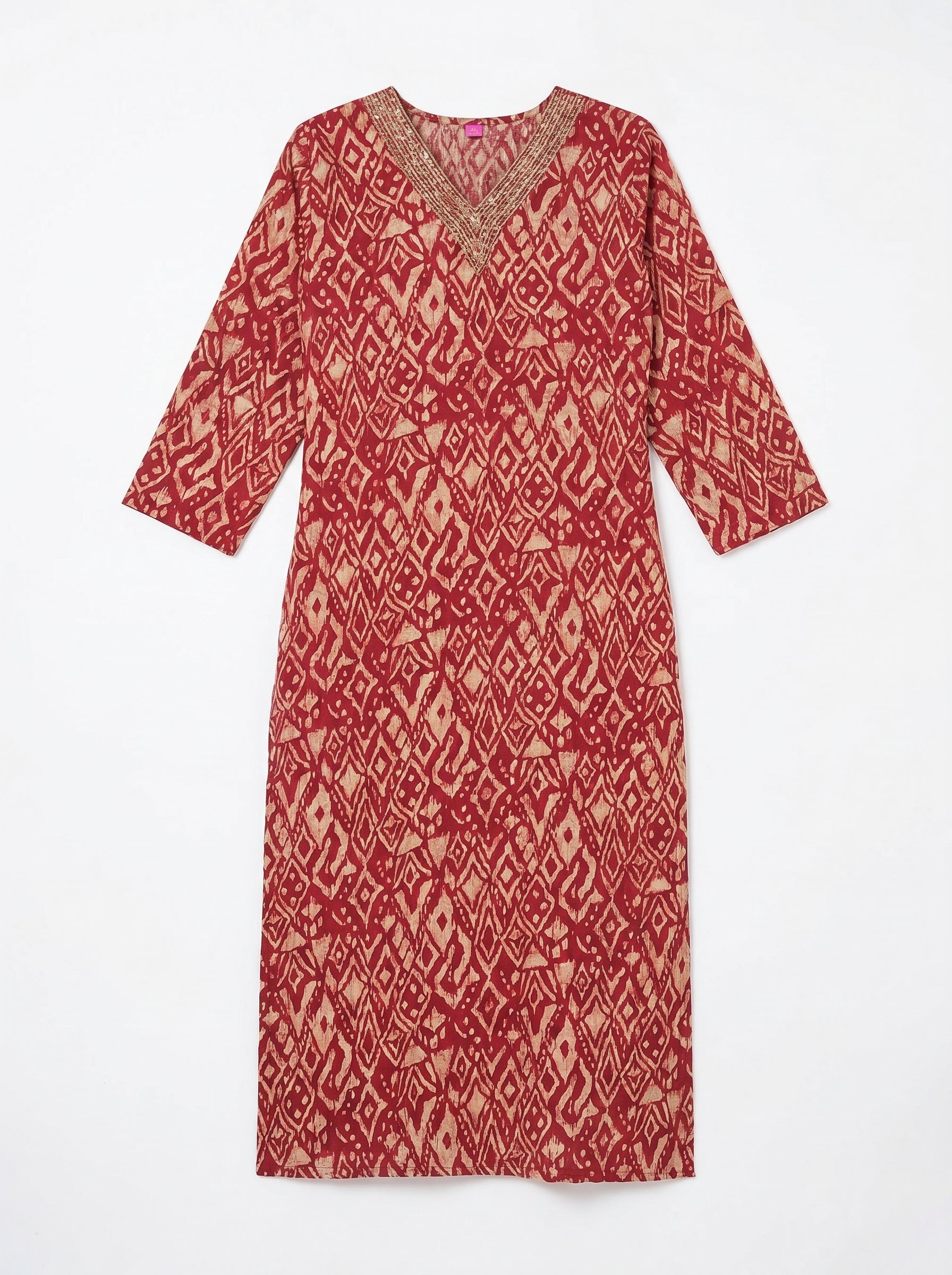 Maroon Rayon Printed Kurti