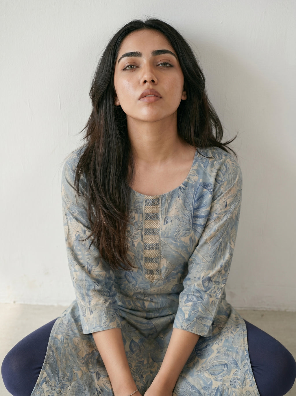 Light Blue Rayon Printed Kurti
