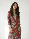 Red Floral Rayon Printed Kurti