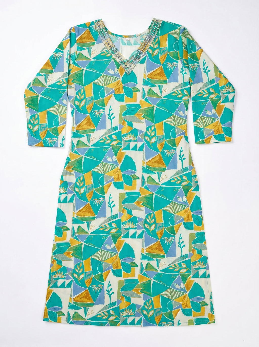 Sea Green Rayon Printed Kurti