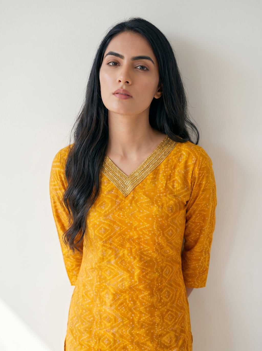 Yellow Rayon Printed Kurti