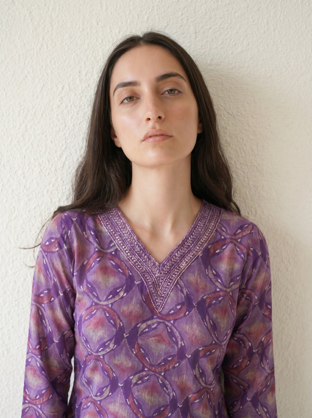 Purple Rayon Printed Kurti