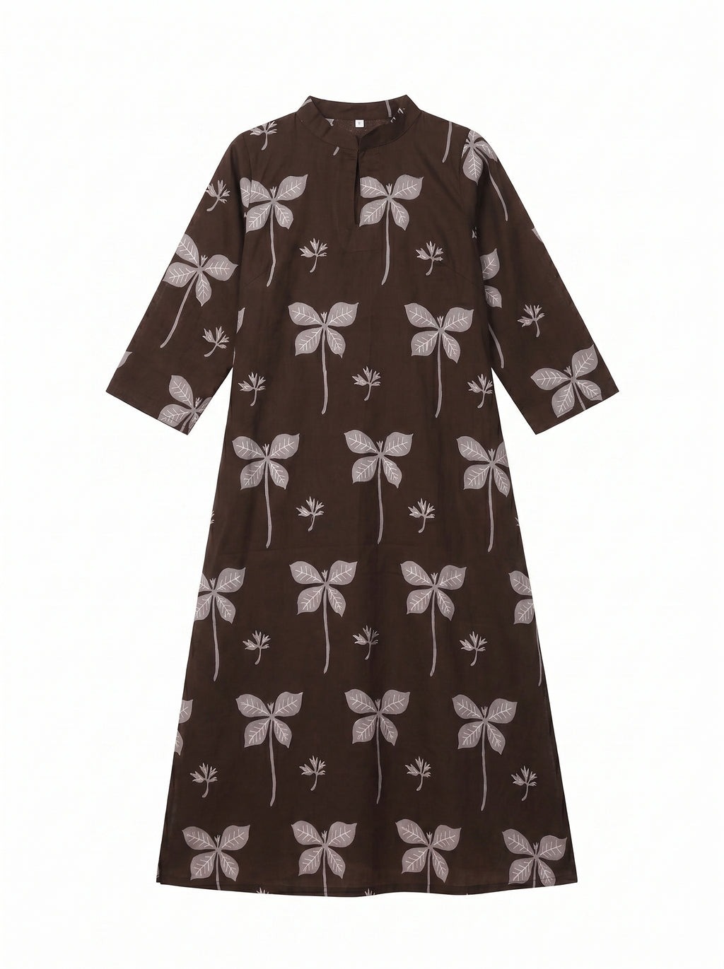 Coffee Cambric Cotton Straight Cut Printed Kurti