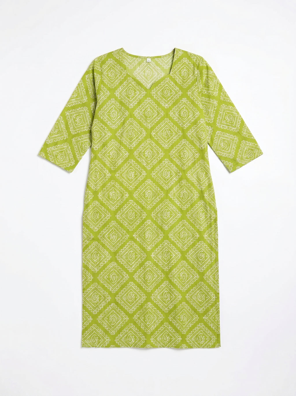 Bright Green Cambric Cotton Printed Kurti