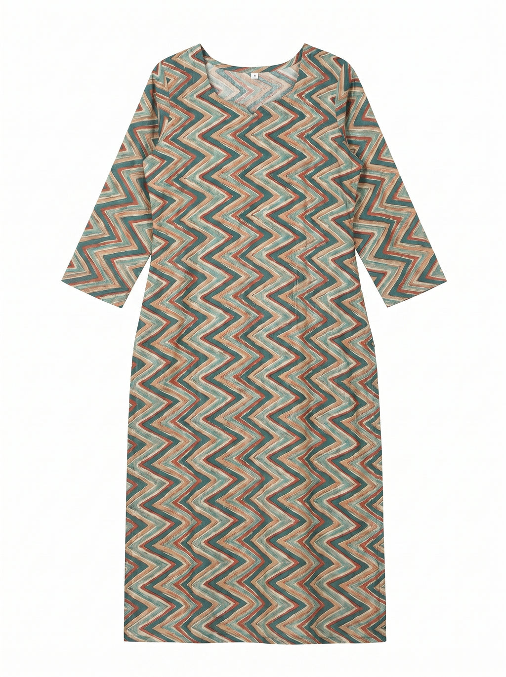 Dark Grey Cambric Cotton Zigzag Pattern Kurti