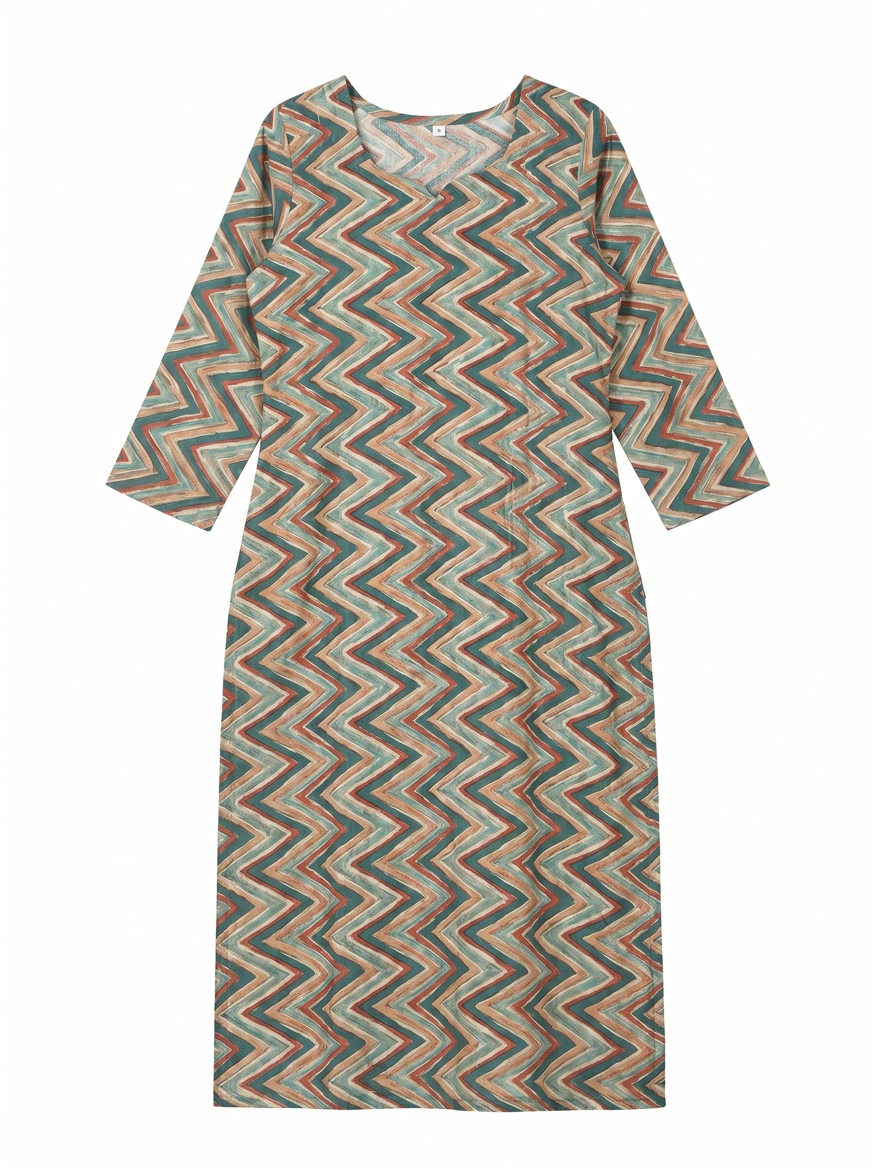 Dark Grey Cambric Cotton Zigzag Pattern Kurti