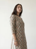 Dark Grey Cambric Cotton Zigzag Pattern Kurti