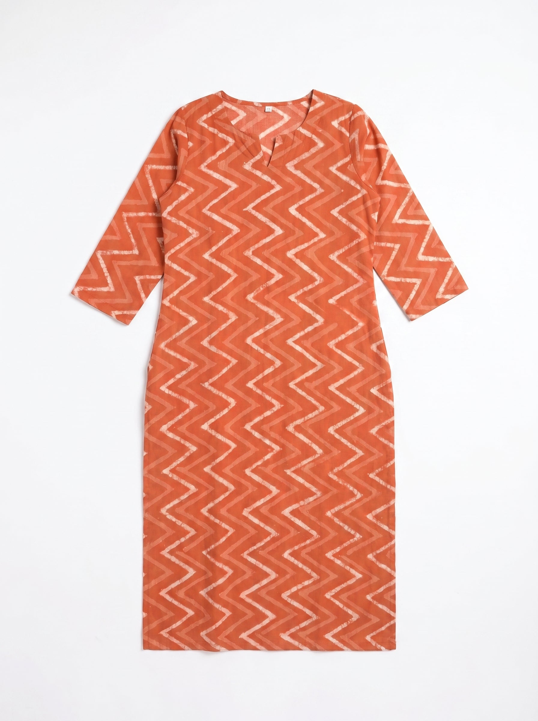 Rust Orange Cambric Cotton Printed Kurti