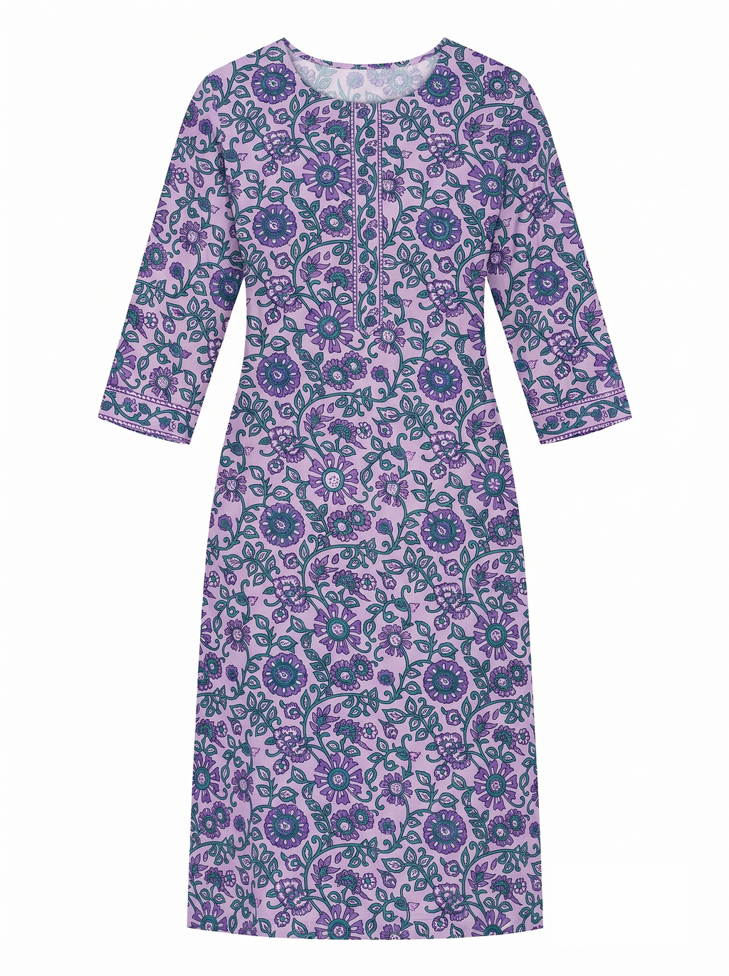 Light Purple Cotton Printed Kurti