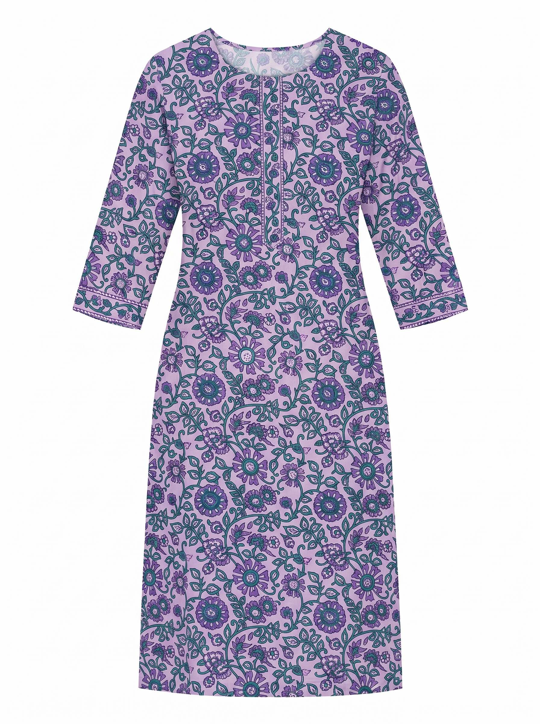 Light Purple Cotton Printed Kurti