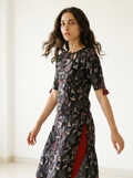 BLACK COTTON PRINTED KURTI